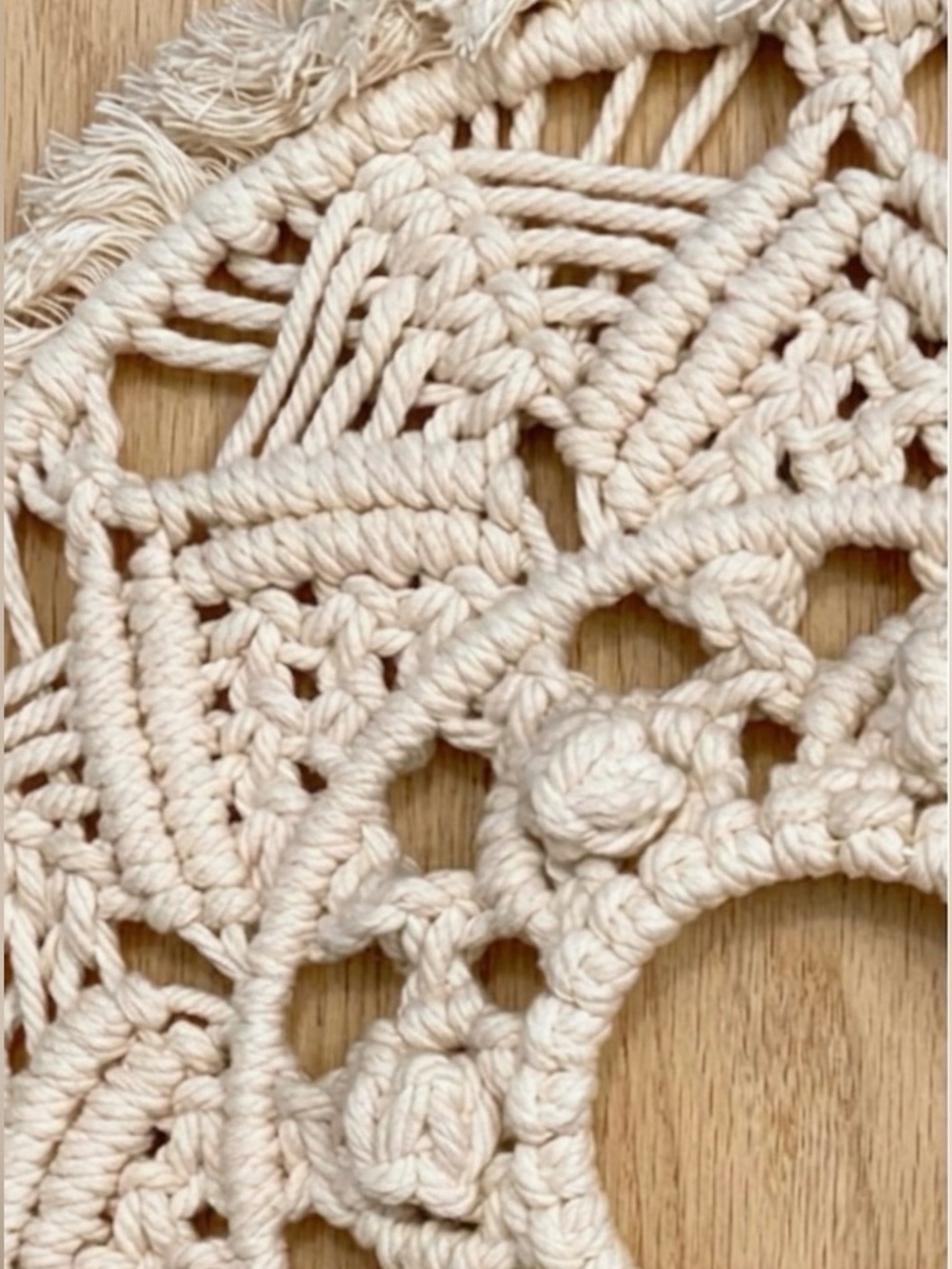 Handmade Macramé Round Intricate Wall Hanging - Picture 4 of 4